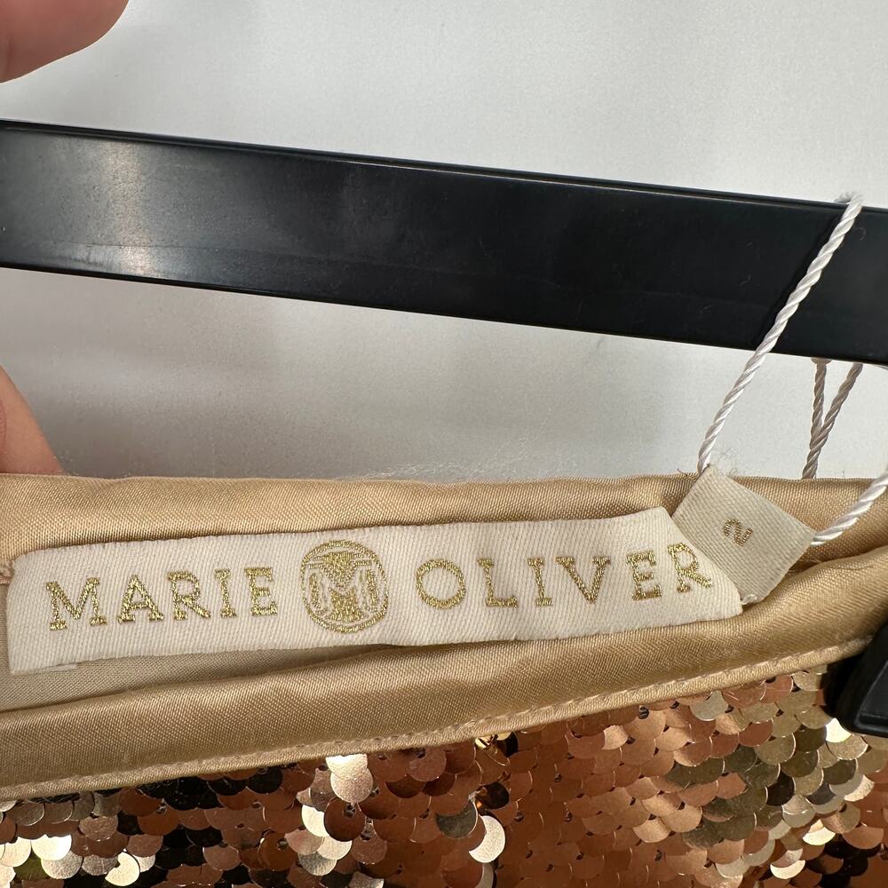 MARIE OLIVER NWT Wray Midi Skirt in Gold Sequin // 2 - Picture 7 of 15